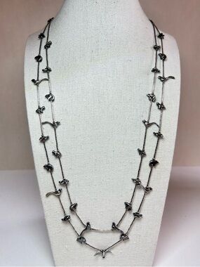 Native Zuni Sterling Silver 925 Fetish Double Strand Liquid Silver Necklace VTG